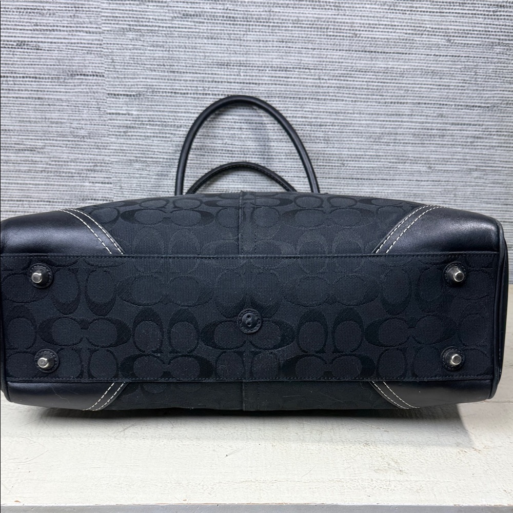 Coach Hamilton Black Signature Canvas Satchel - Picture 11 of 14